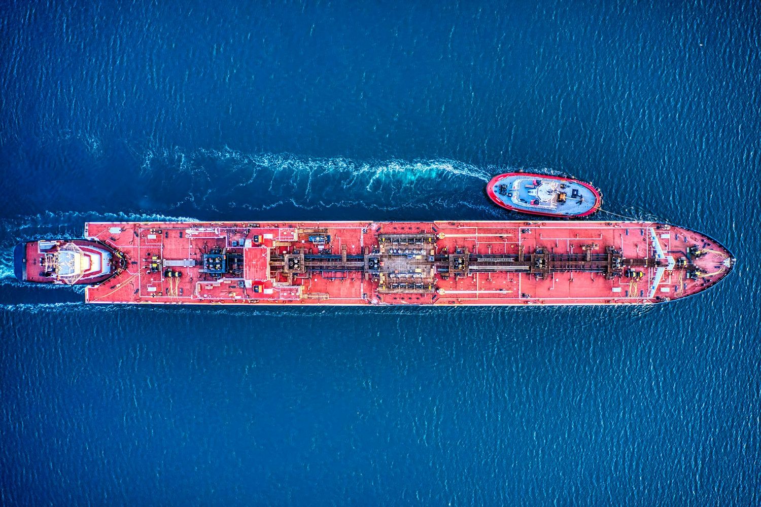 Product tanker at sea, aerial view